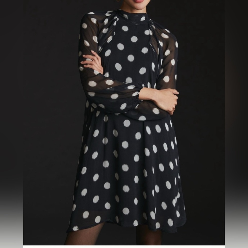 Anthropologie Maeve Polka Dot Mini Dress